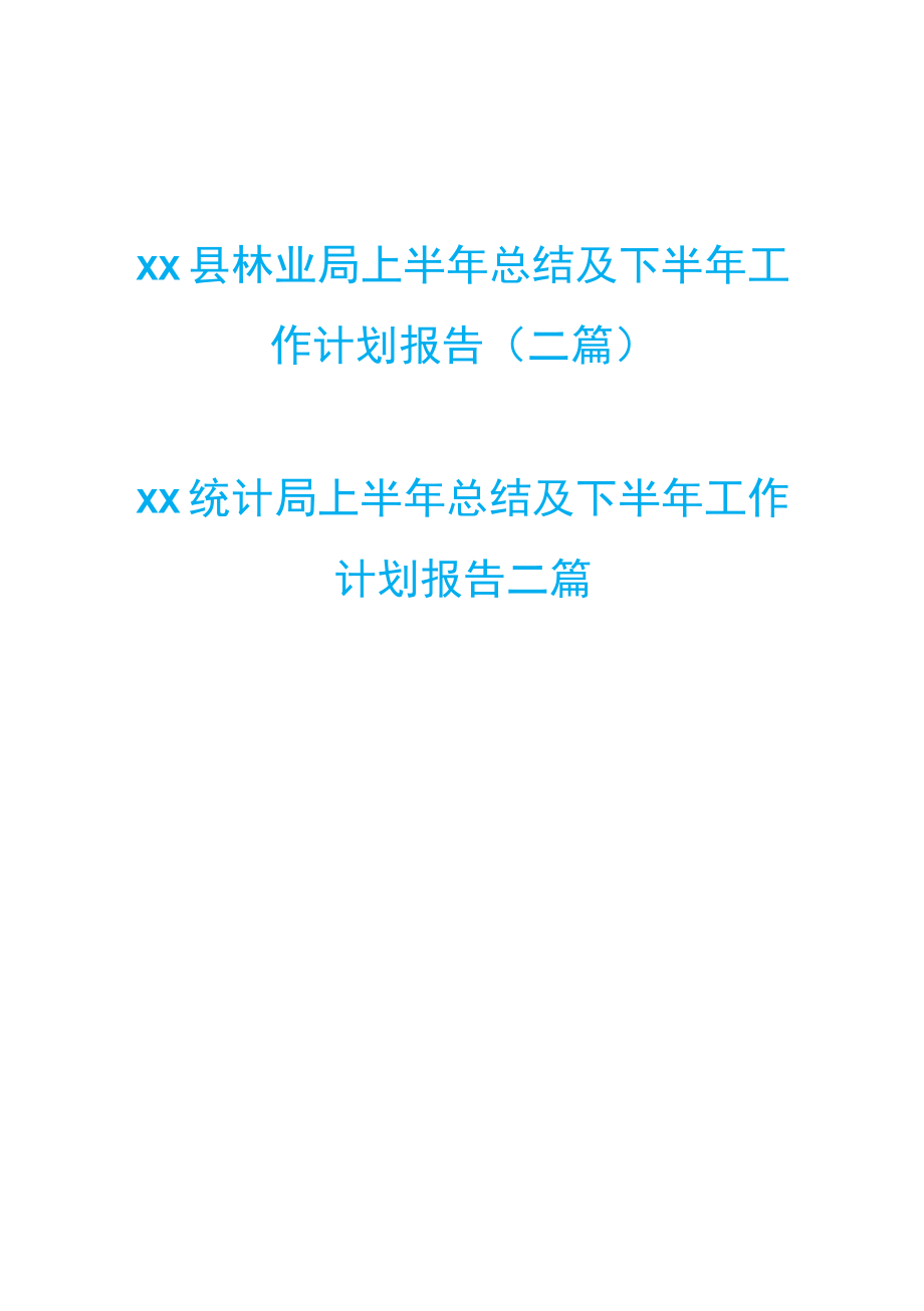 4篇林业局和统计局上半年总结与下半年工作计划报告.docx_第1页