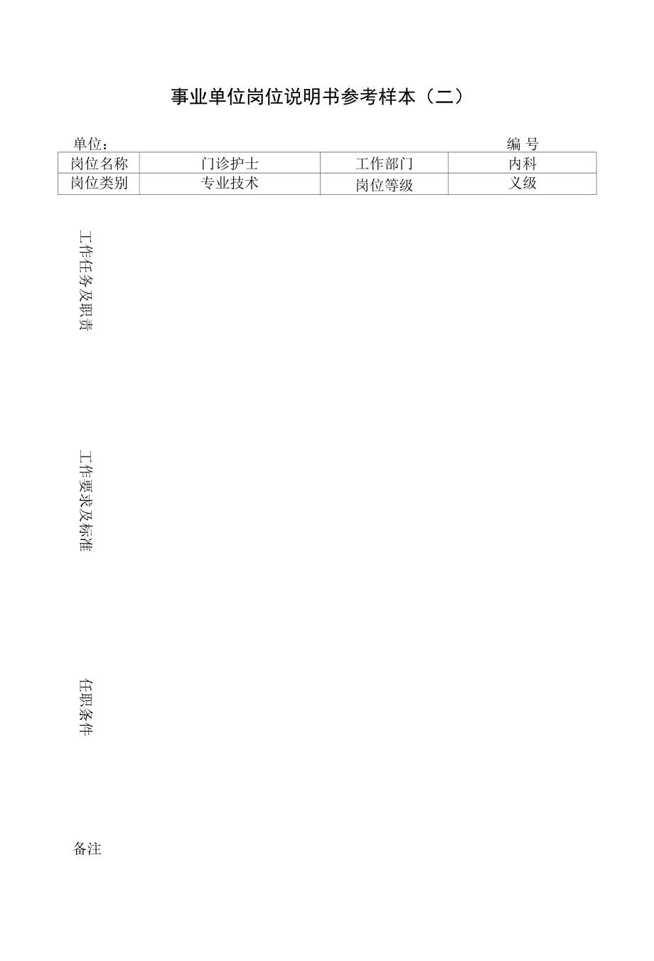 事业单位岗位说明书参考样本管理岗位、专技岗位、工勤岗位上海市人社局.docx_第2页