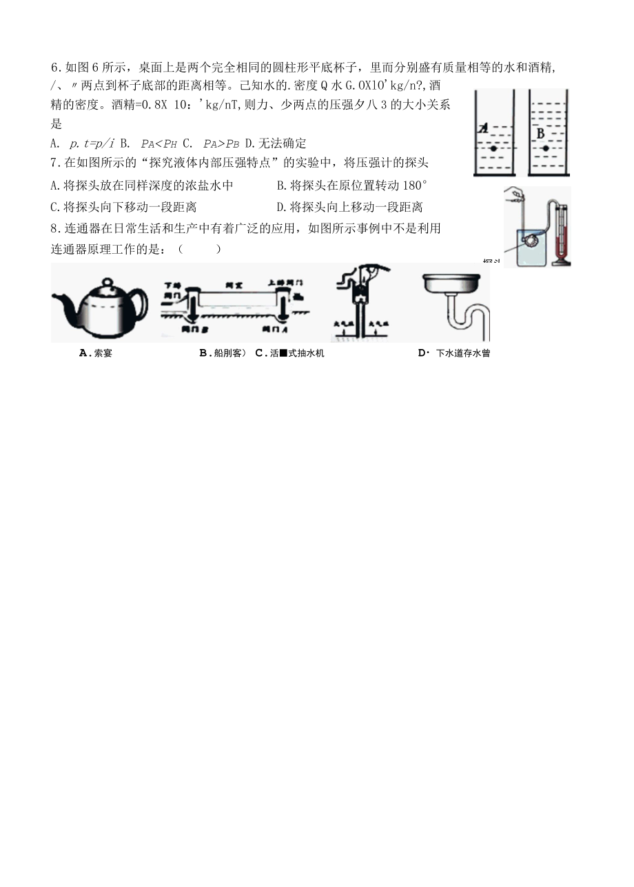 人教版八年级 压强专题小测 无答案.docx_第2页