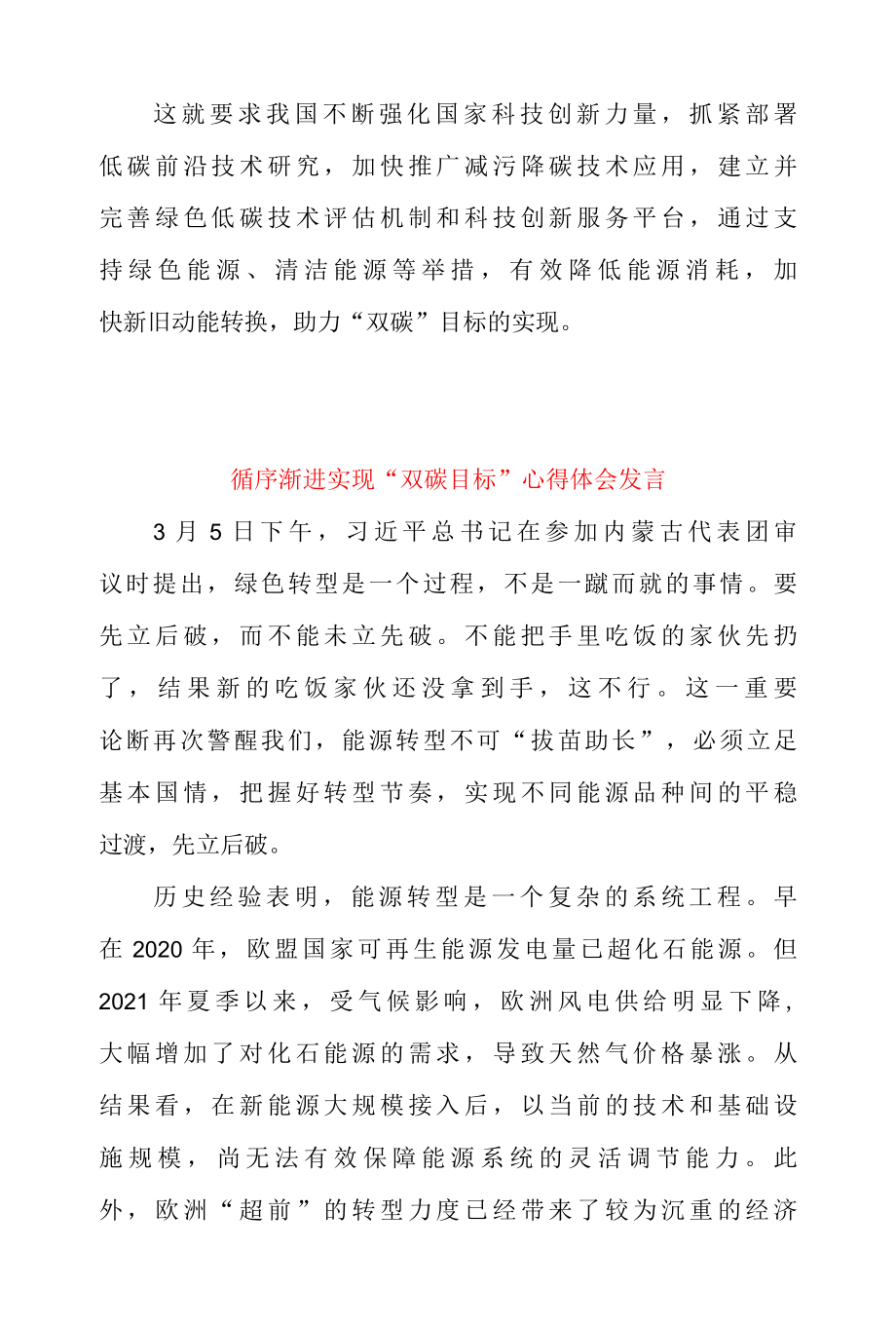 全力实现双碳目标心得体会 & 循序渐进实现双碳目标 心得体会发言.docx_第3页