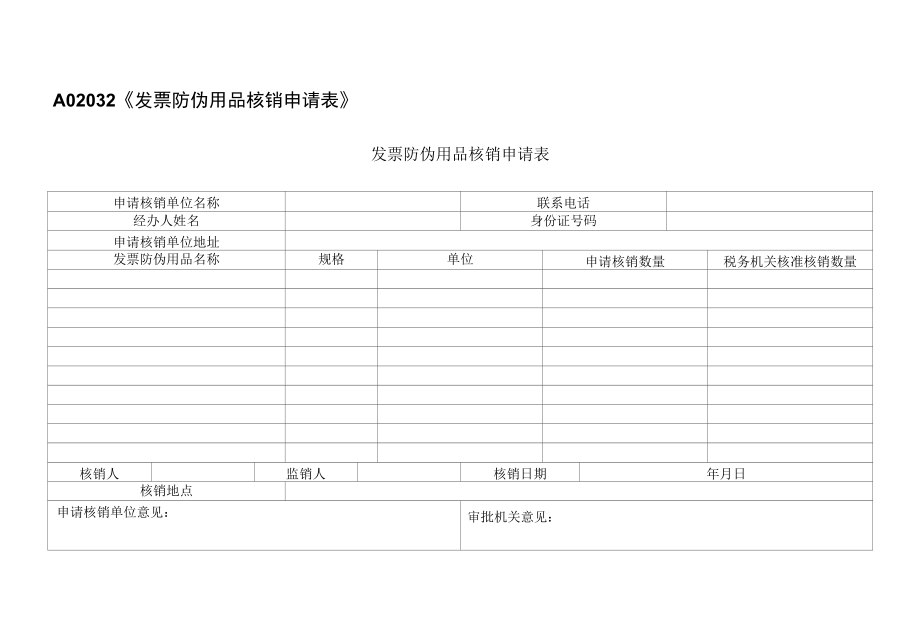 发票防伪用品核销申请表.docx_第1页