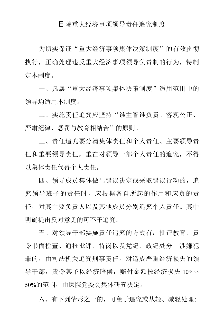 医院重大经济事项领导责任追究制度.docx_第1页