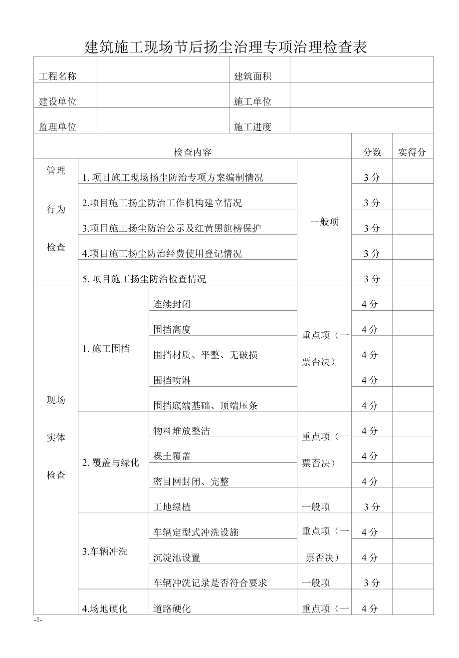 建筑施工现场节后扬尘治理专项治理检查表.docx_第1页