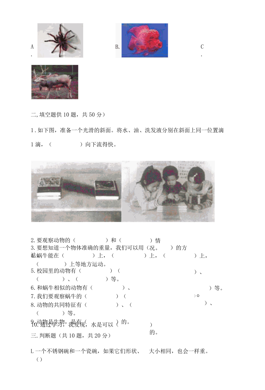 新教科版一年级下册科学期末测试卷附答案巩固001.docx_第3页