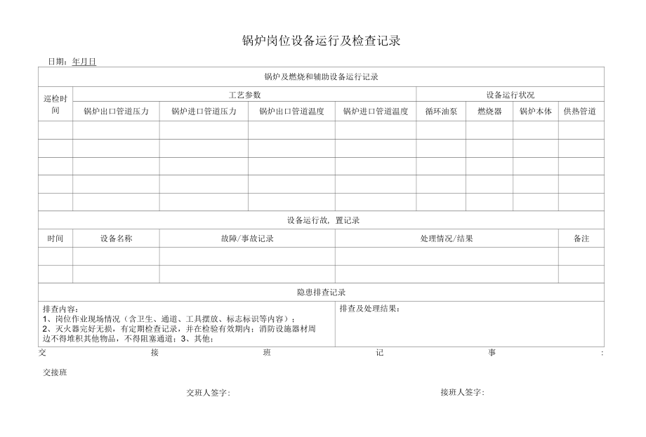 锅炉岗位设备运行及检查记录含交接班记录.docx_第1页