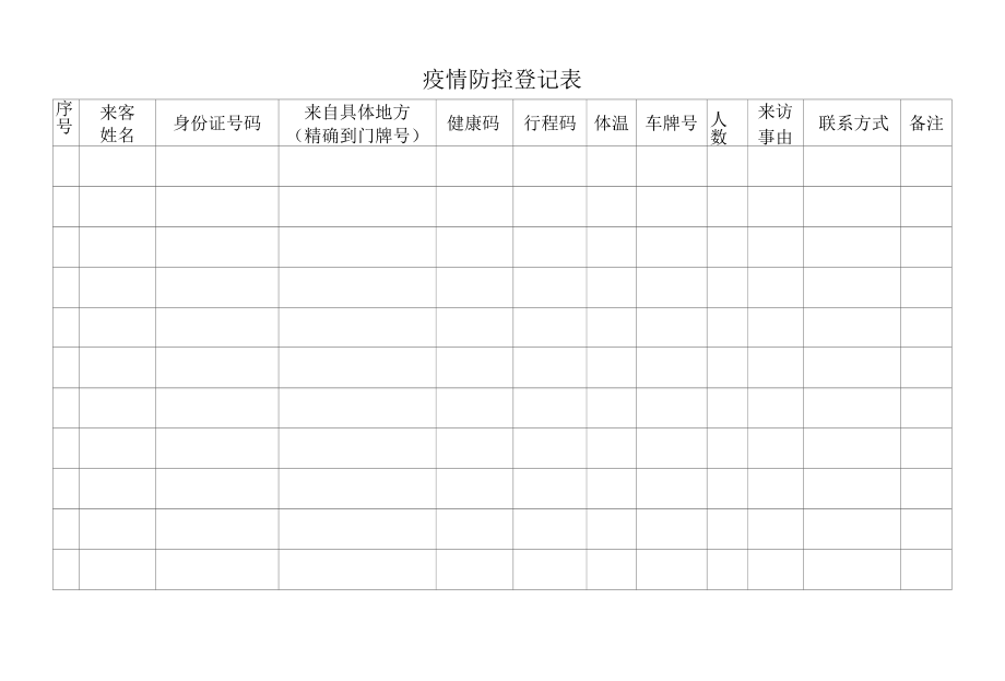 疫情防控登记表.docx_第1页