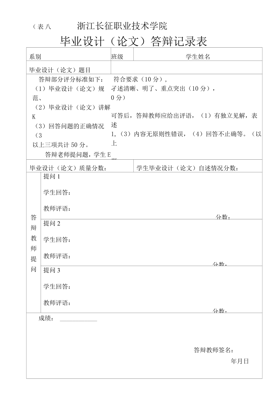 毕业设计论文答辩记录表.docx_第1页