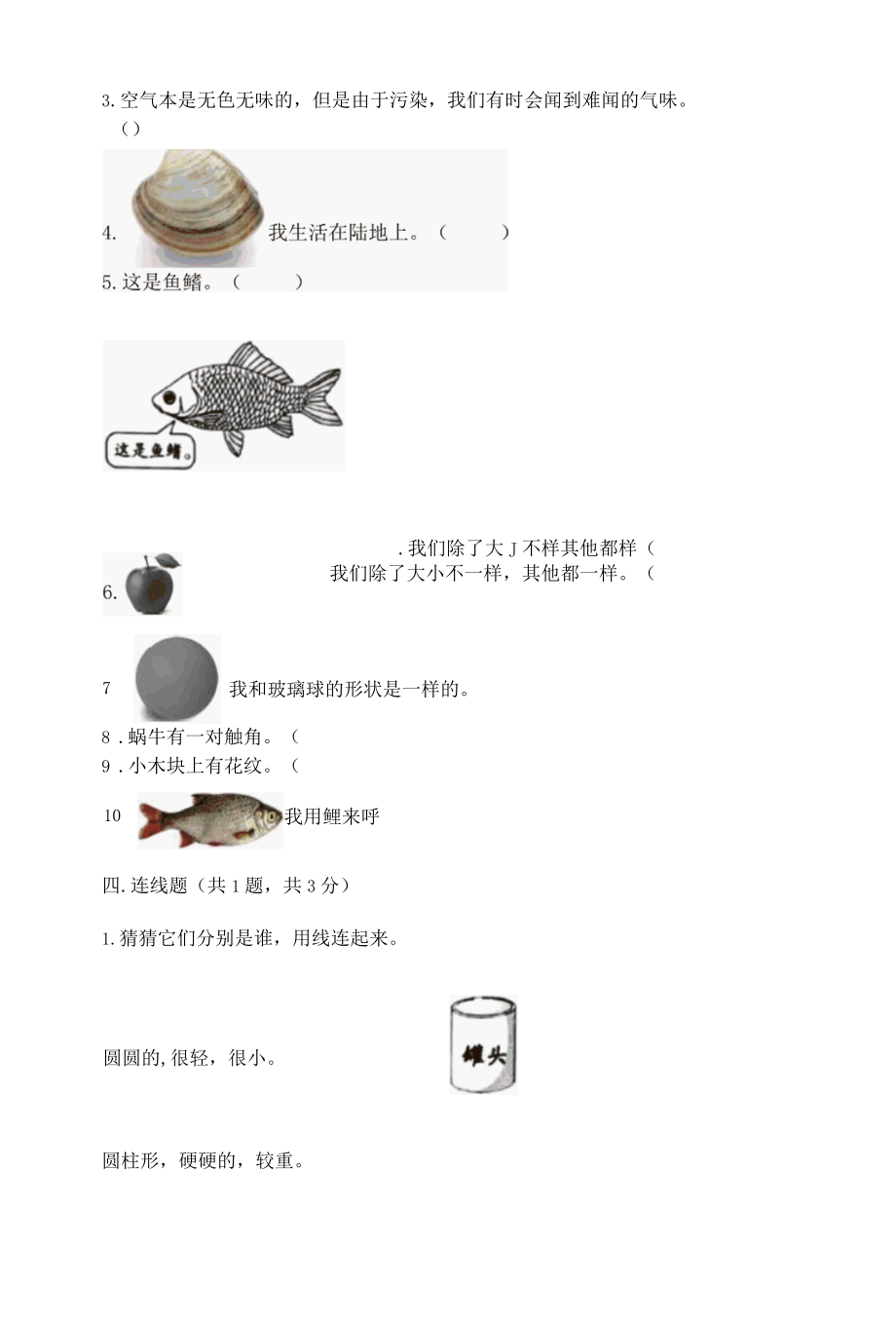 新教科版一年级下册科学期末测试卷含答案A卷002.docx_第3页