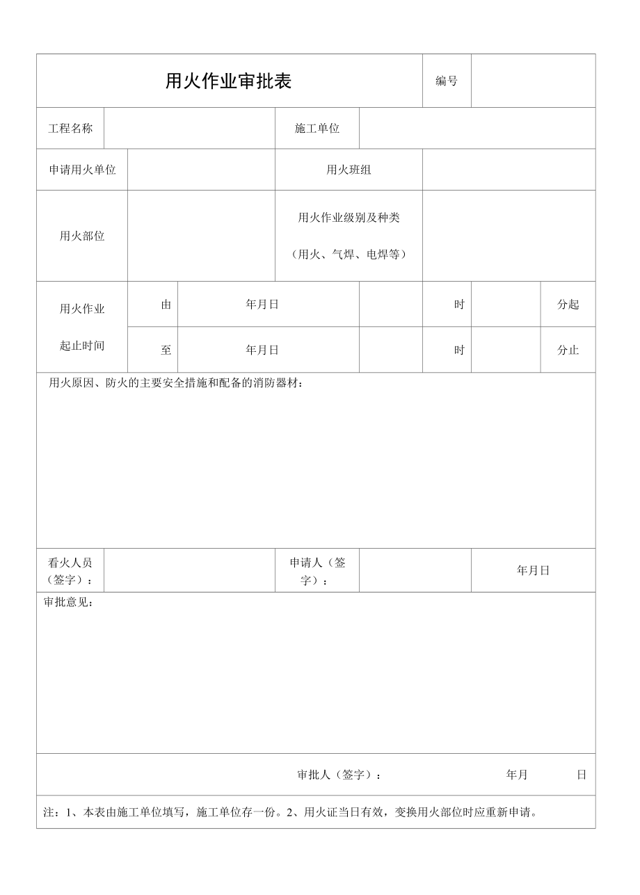 用火作业审批表.docx_第1页