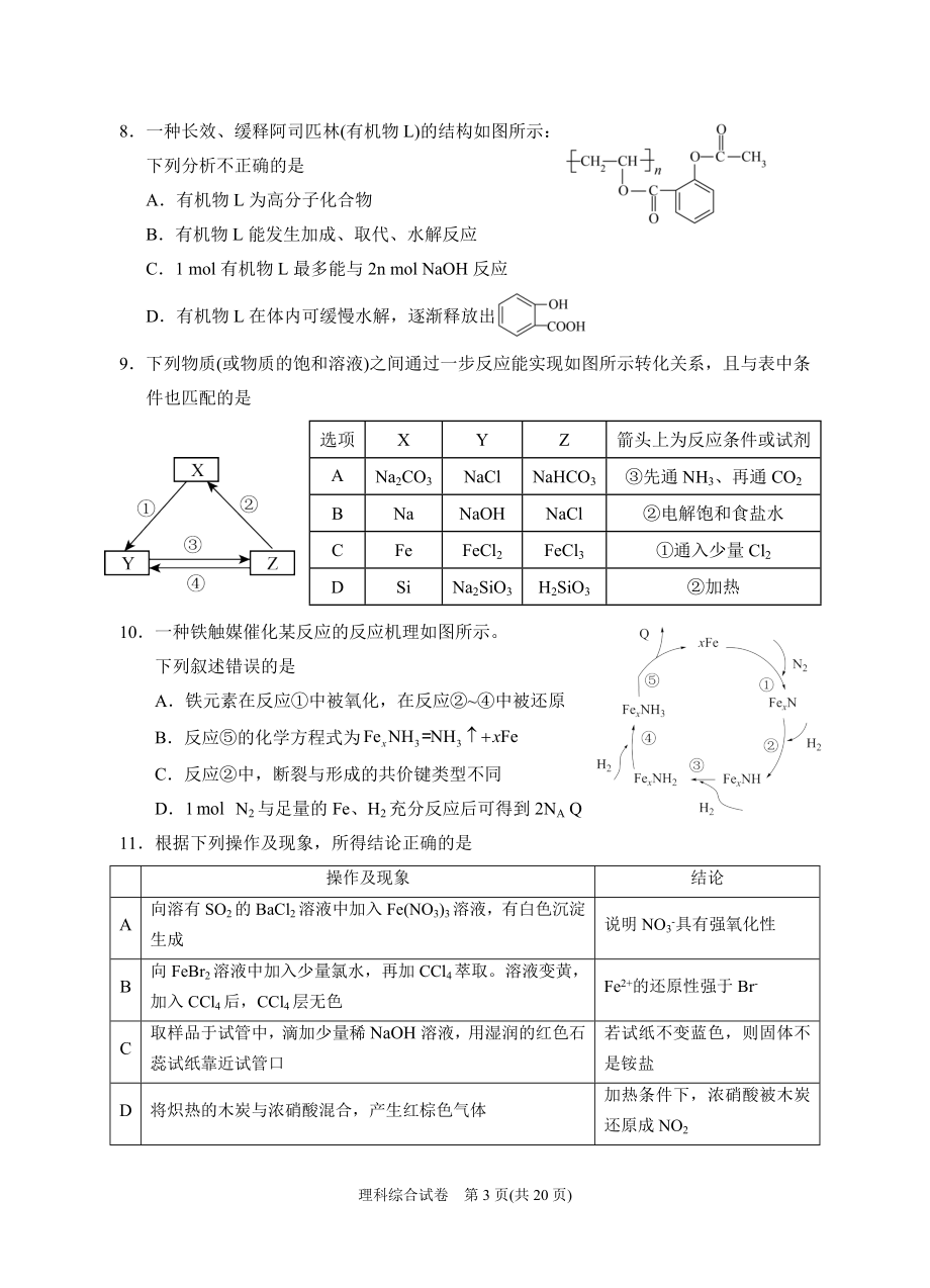 2023年银川一中二模-2023届二模理综试卷.doc_第3页