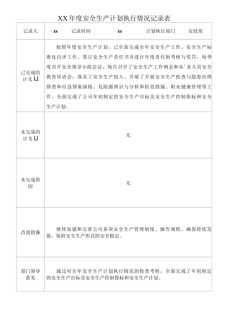 道路运输企业年度计划执行情况记录表.docx_第1页