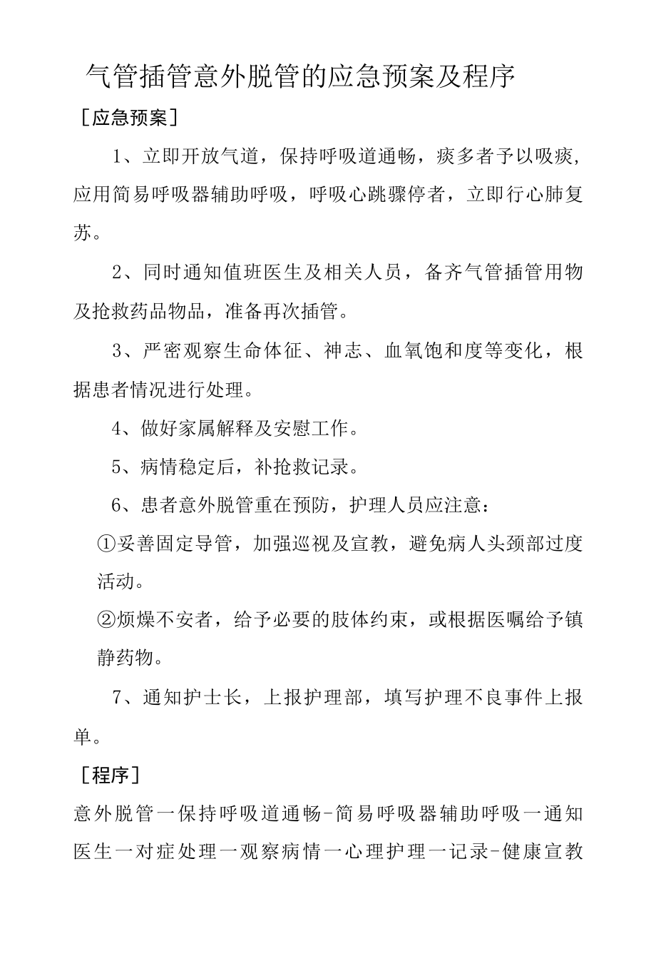 气管插管意外脱管的应急预案及程序.docx_第1页