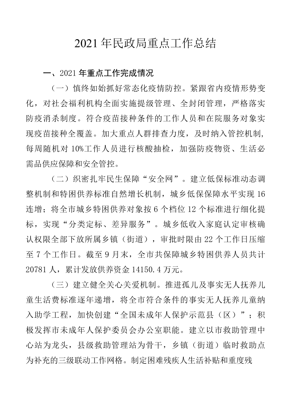 2022年民政局重点工作总结.docx_第1页