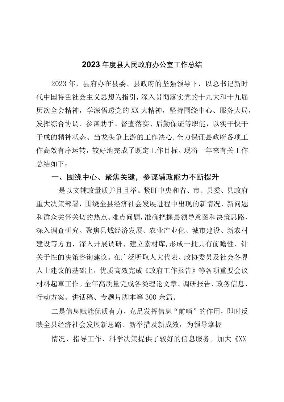 2023年度县人民政府办公室工作总结.docx_第1页