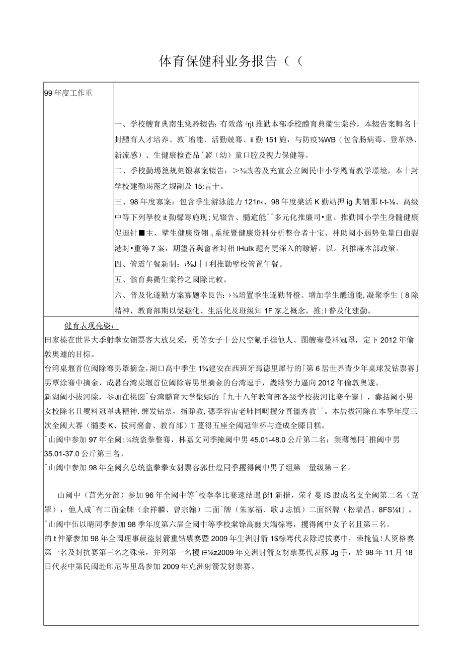 体育保健科业务报告((.docx_第1页