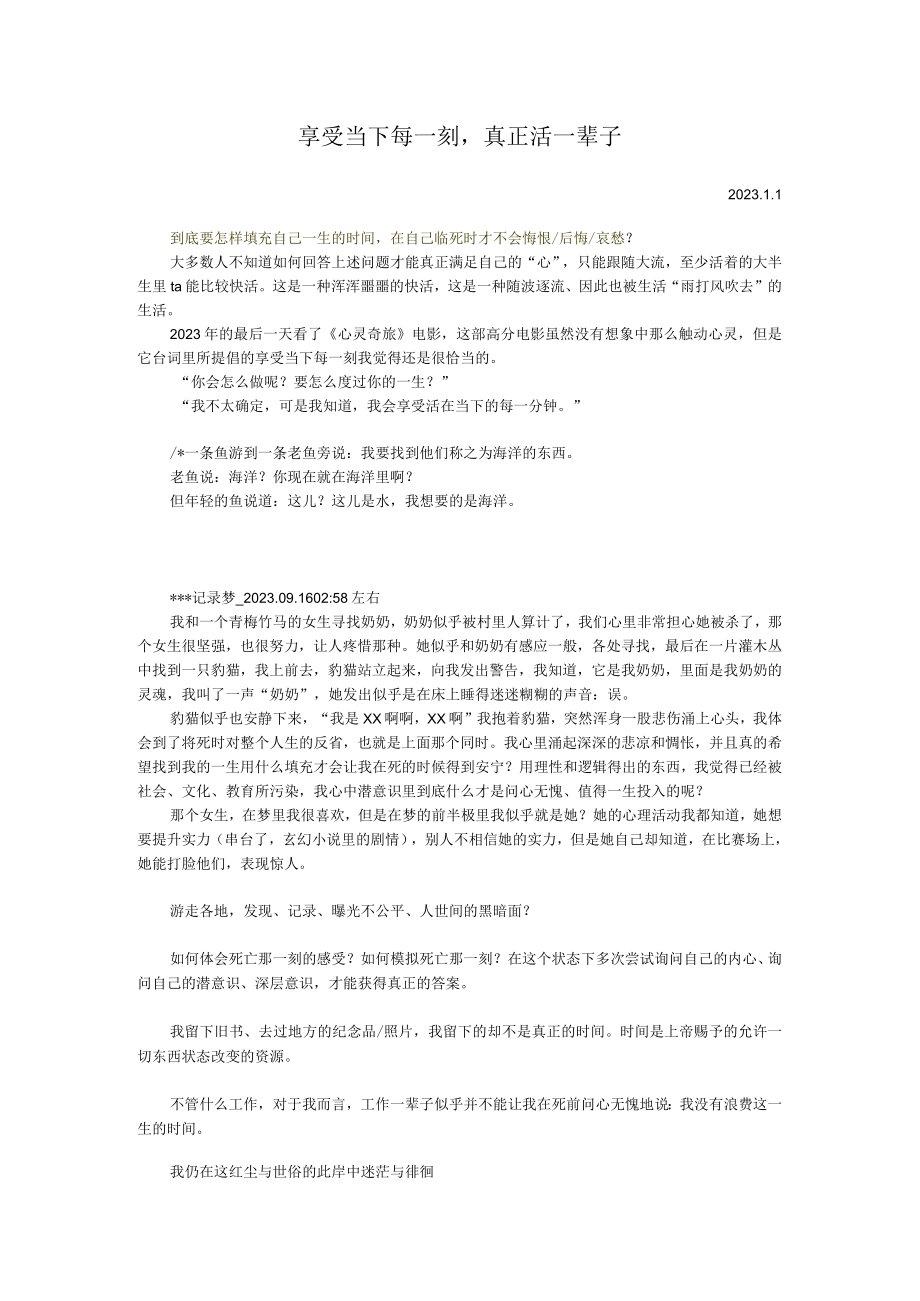 享受当下每一刻真正活一辈子.docx_第1页