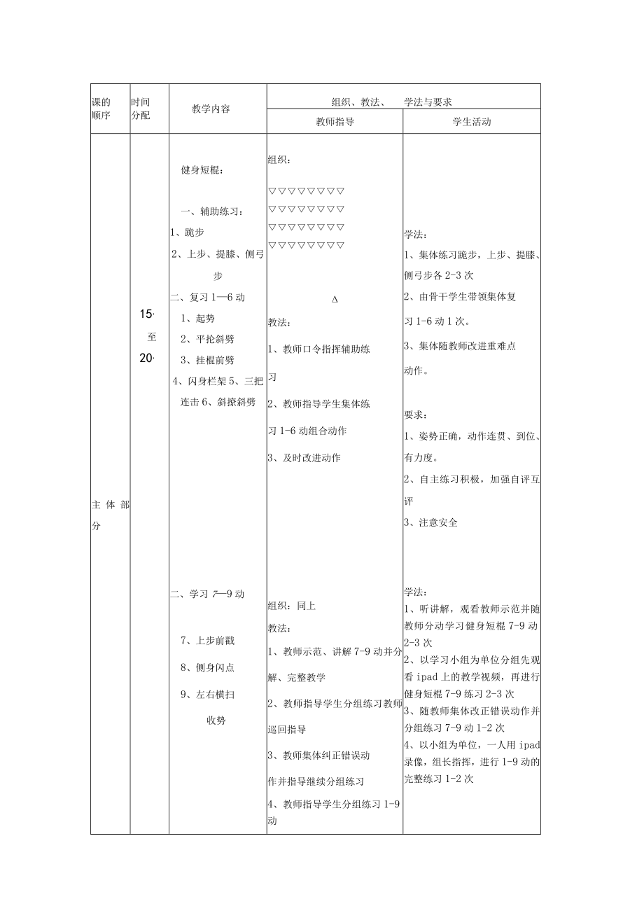 体育与健康武术健身短棍复习1—6动学习7—9动教案.docx_第2页