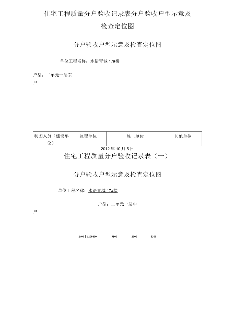 住宅工程质量分户验收记录表分户验收户型示意及检查定位图.docx_第1页