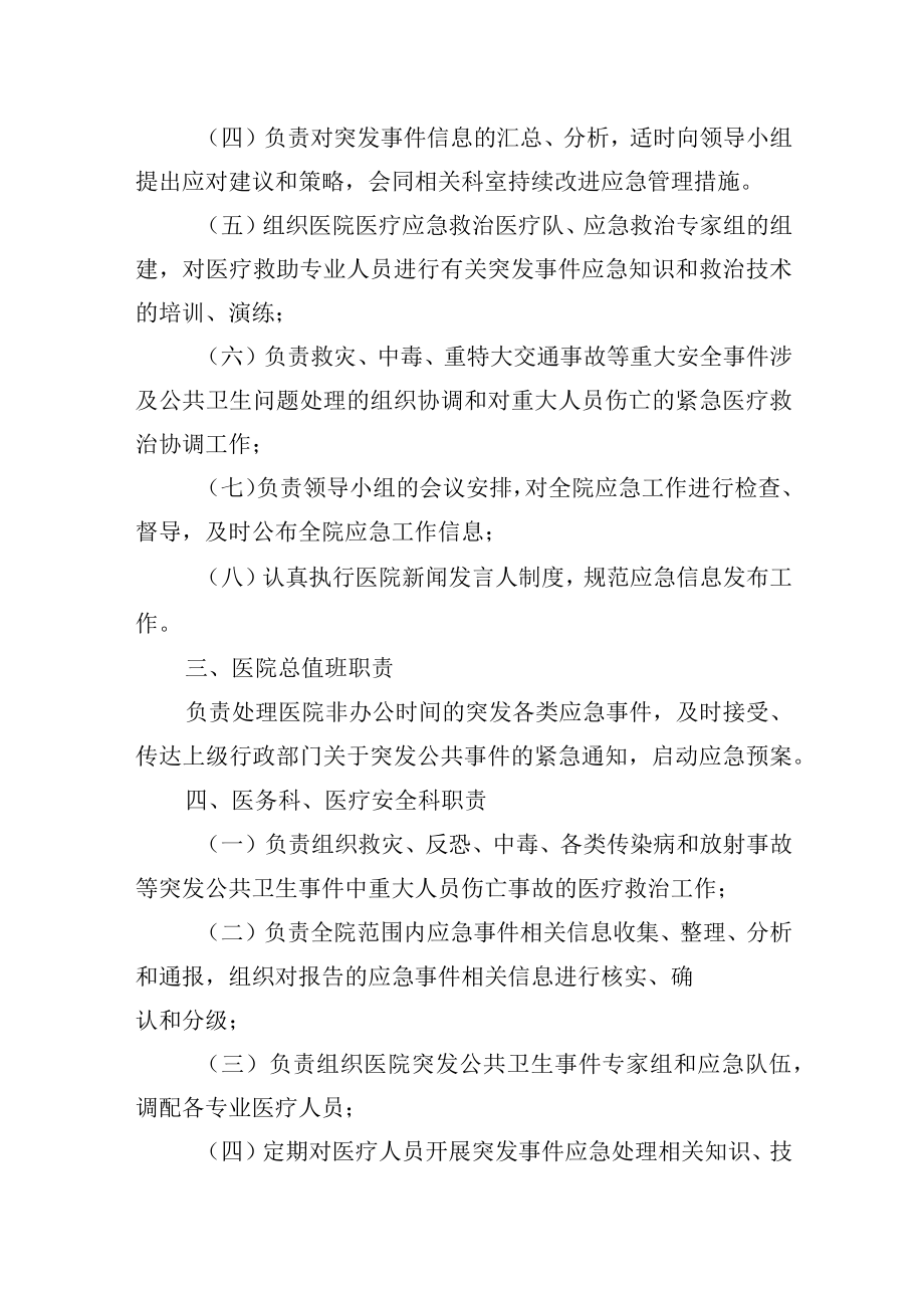 医院突发公共卫生事件各部门工作职责.docx_第2页