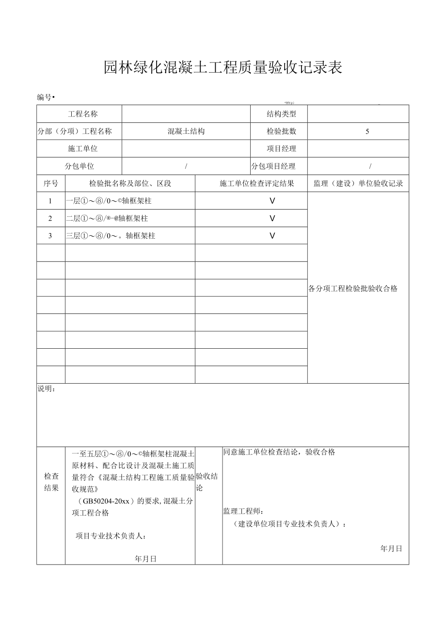 园林绿化混凝土工程质量验收记录表.docx_第1页