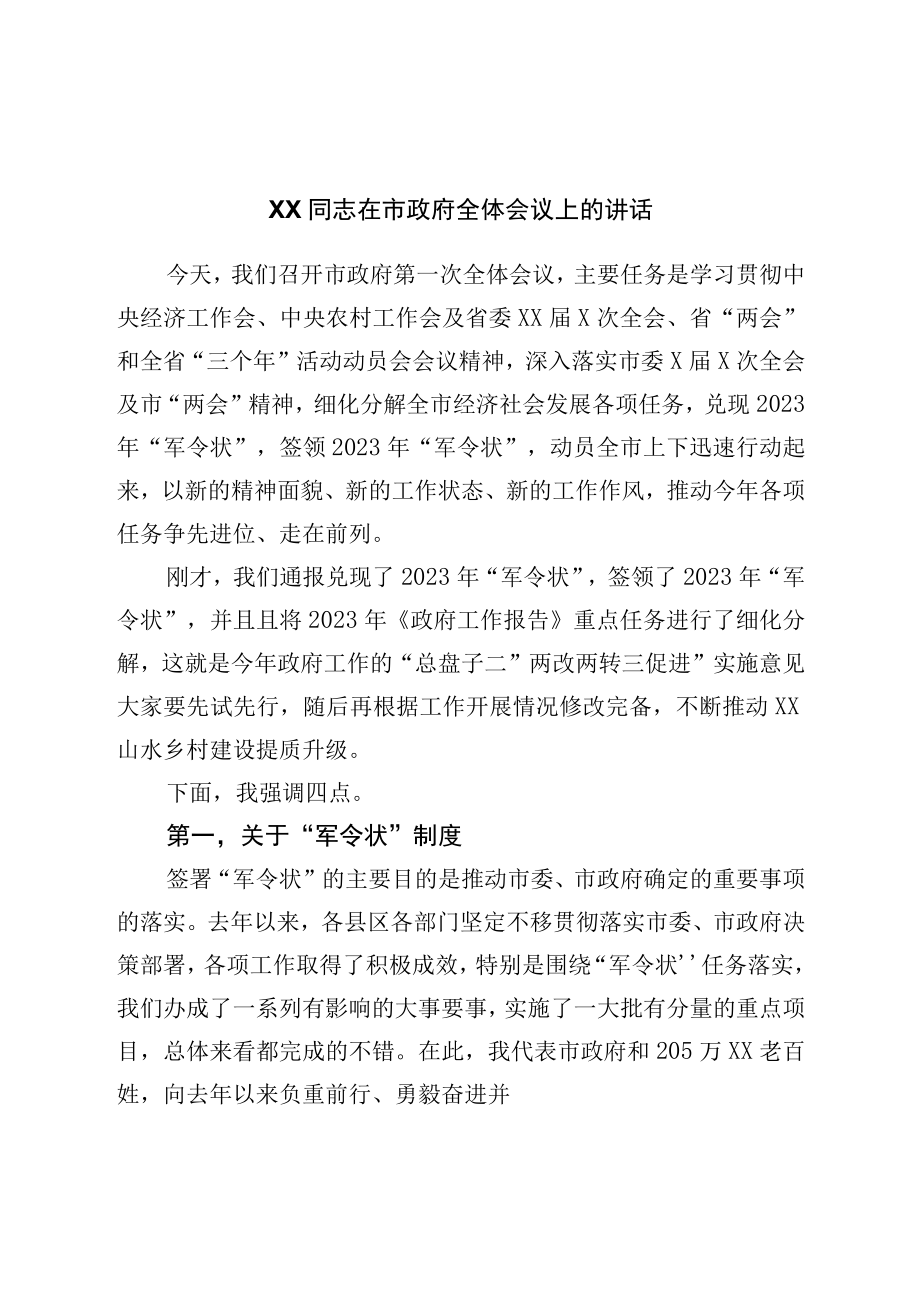 在市政府全体会议上的讲话.docx_第1页