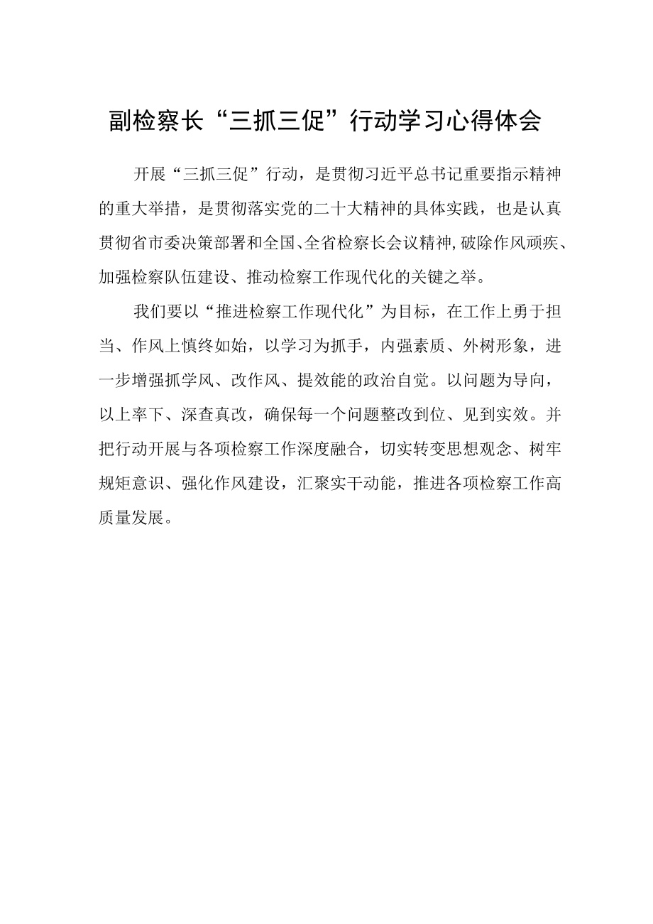 副检察长“三抓三促”行动学习心得体会.docx_第1页