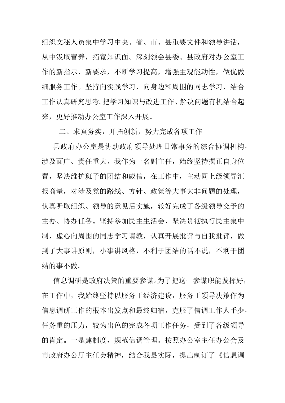 县政府办公室副主任工作总结.docx_第2页