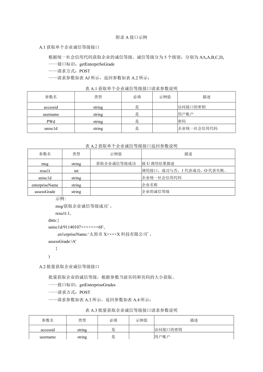 商务诚信公共服务平台 信息交换接口示例.docx_第1页