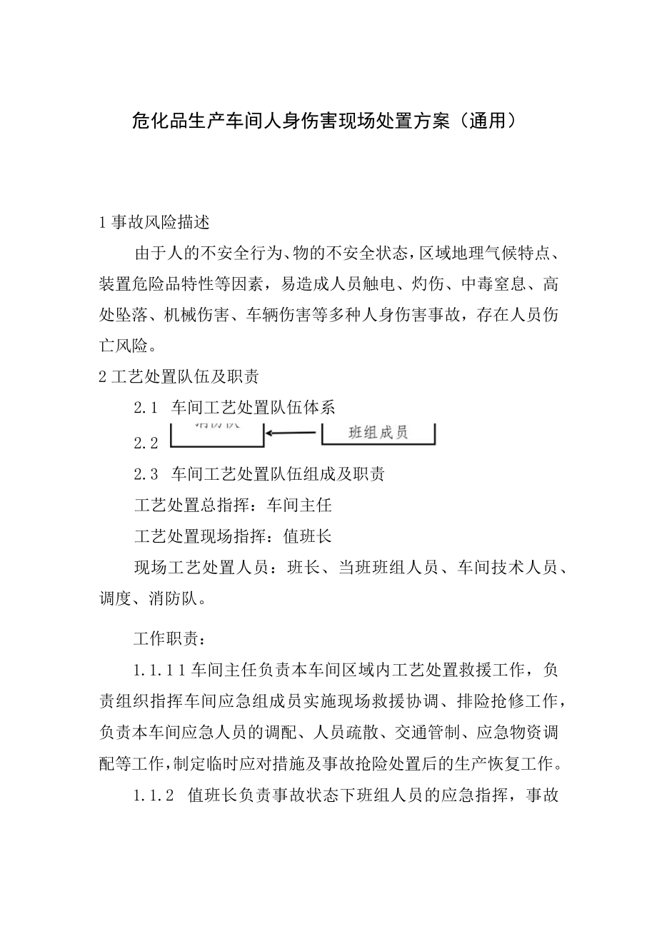 危化品生产车间人身伤害现场处置方案通用.docx_第1页