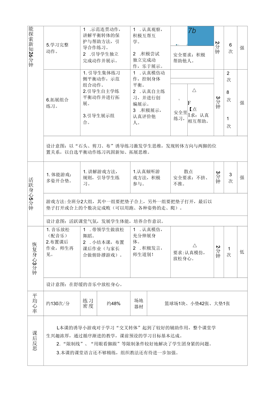 小学五年级前滚翻交叉转体180度教学设计.docx_第3页