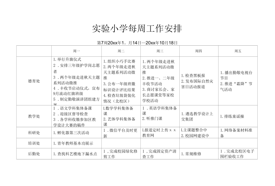 实验小学第7周学校工作安排.docx_第1页