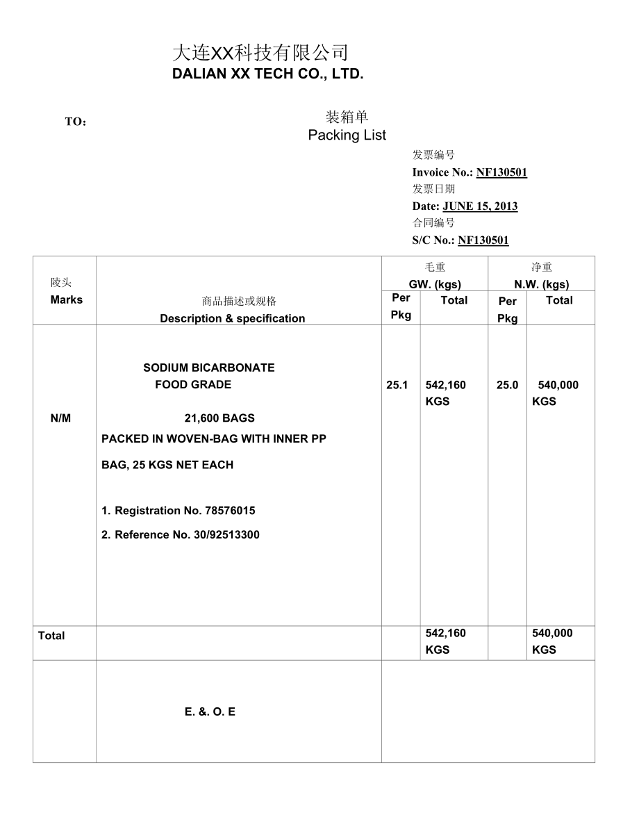 外贸出口发票及装箱单模板.docx_第2页