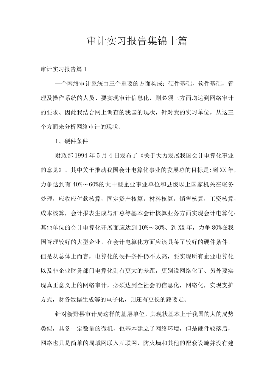 审计实习报告集锦十篇.docx_第1页