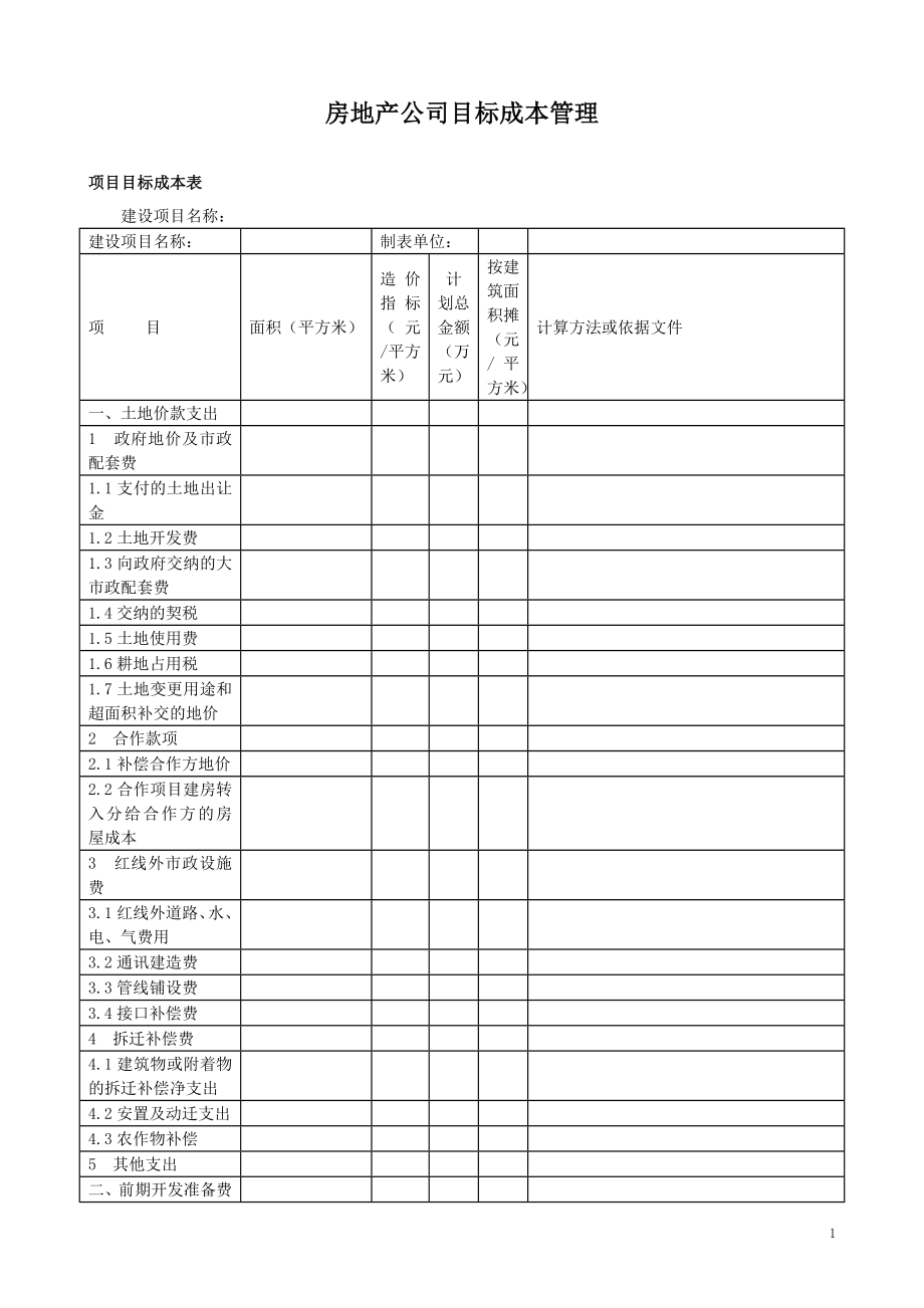 房地产公司目标成本管理.doc_第1页