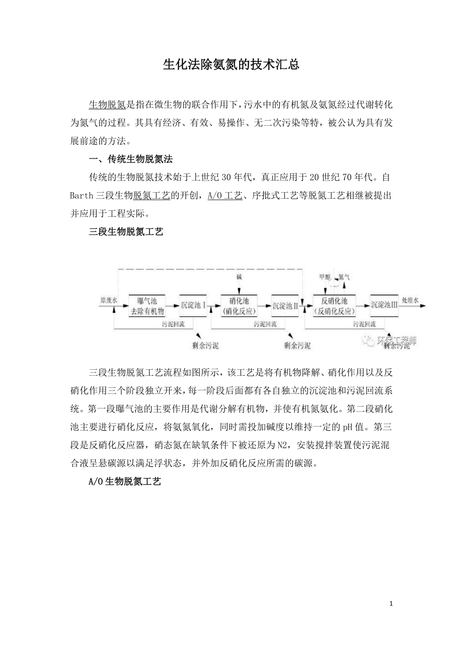 生化法除氨氮的技术汇总.doc_第1页