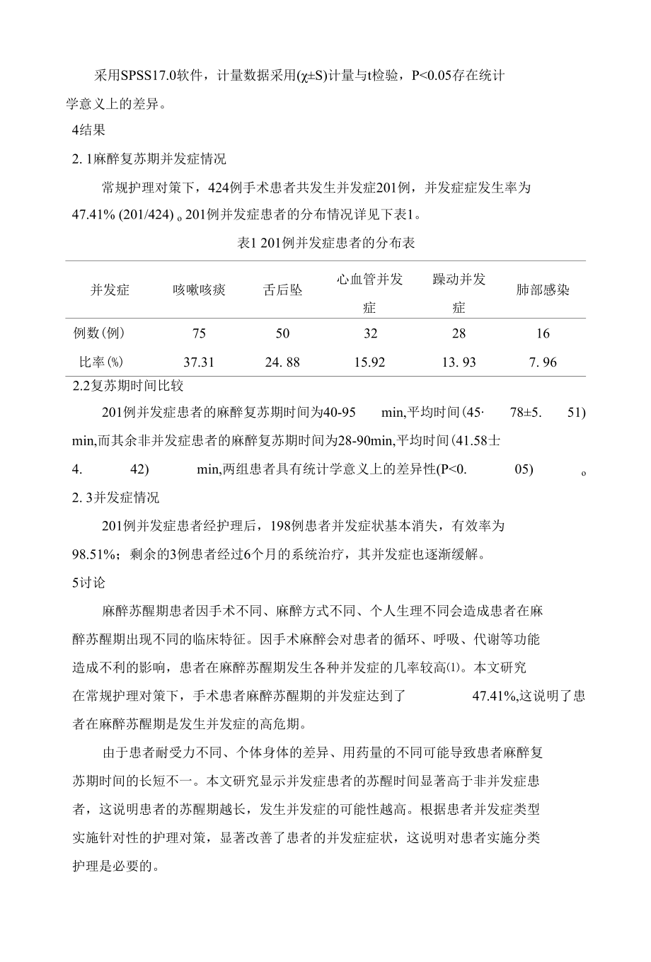 麻醉复苏期患者并发症的观察及对策 优秀专业论文.docx_第3页