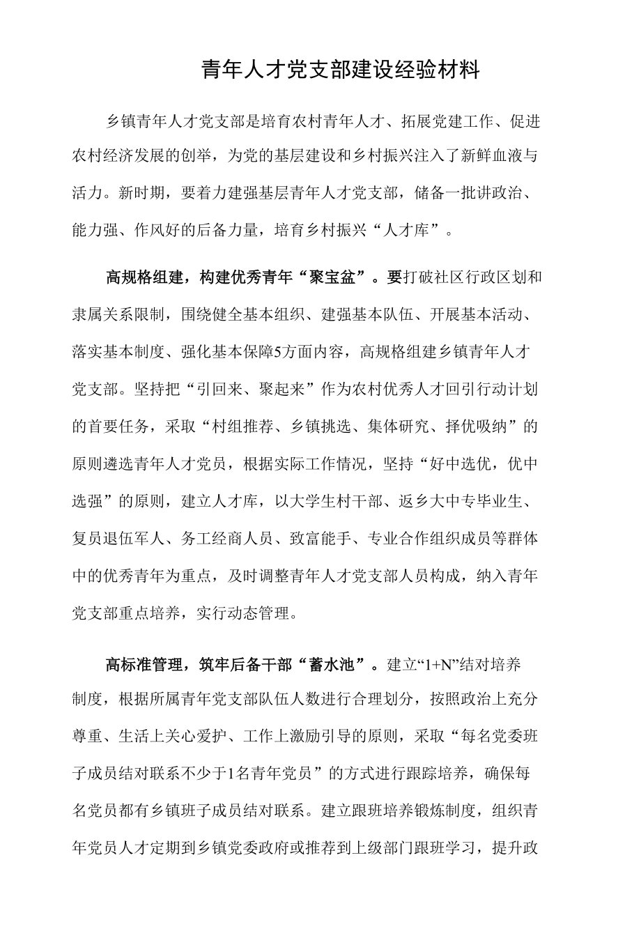 青年人才党支部建设经验材料.docx_第1页