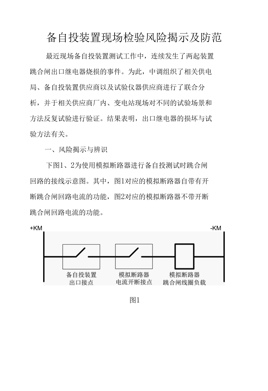 备自投现场检验风险防控工作注意事项.docx_第1页