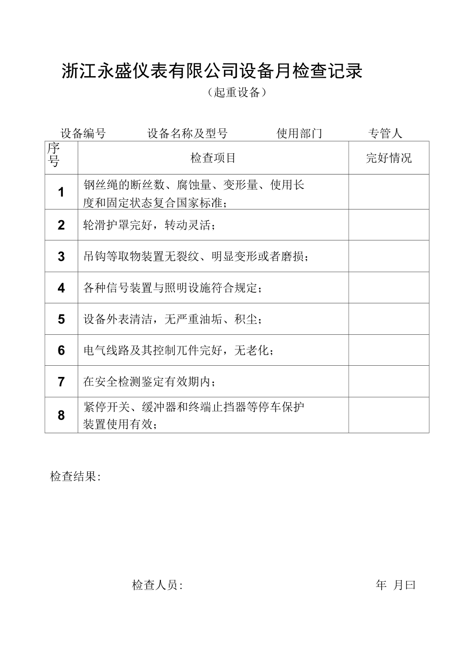 起重设备、压力容器月检查记录.docx_第2页