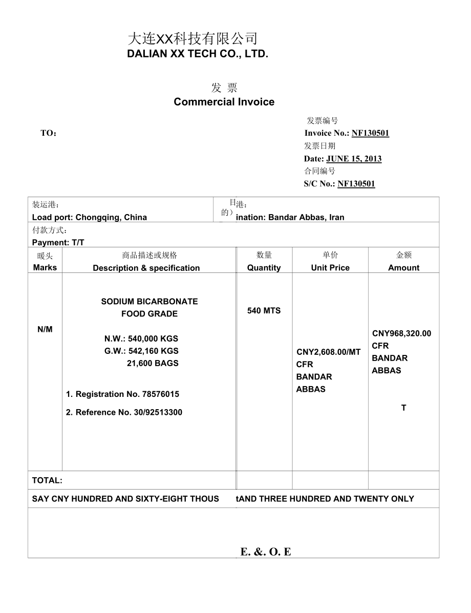 外贸出口发票及装箱单模板.docx_第1页