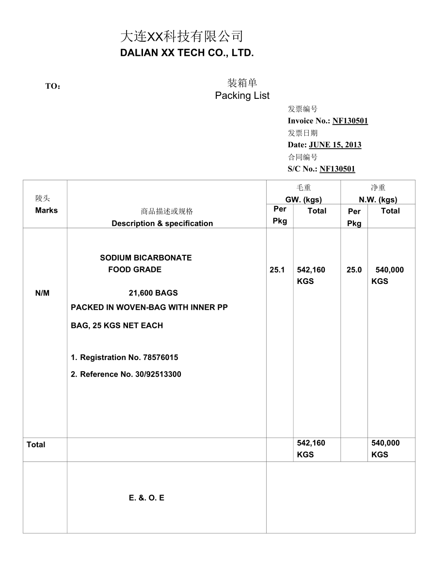 外贸出口发票及装箱单模板.docx_第2页