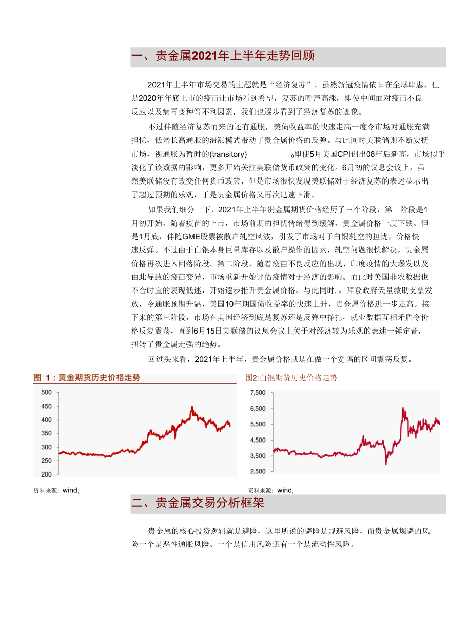 贵金属2021年中期经济复苏背景下的贵金属投资框架.docx_第1页