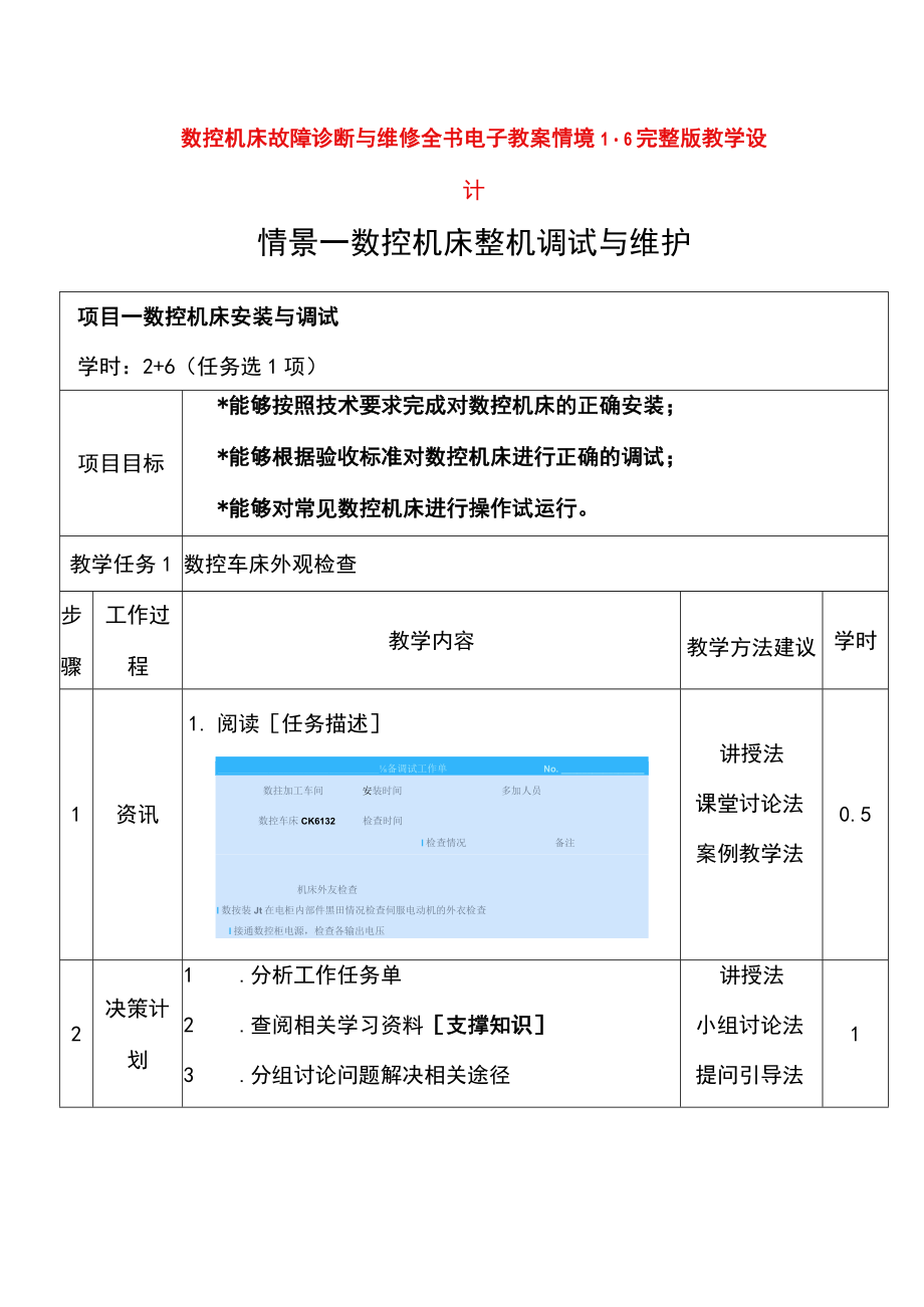 数控机床故障诊断与维修全书电子教案情境16完整版教学设计高职.docx_第1页