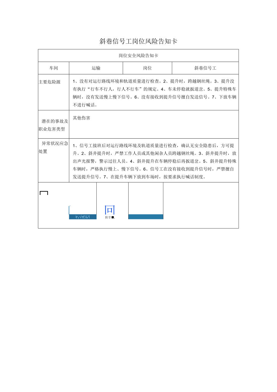 斜巷信号工岗位风险告知卡2023.docx_第1页