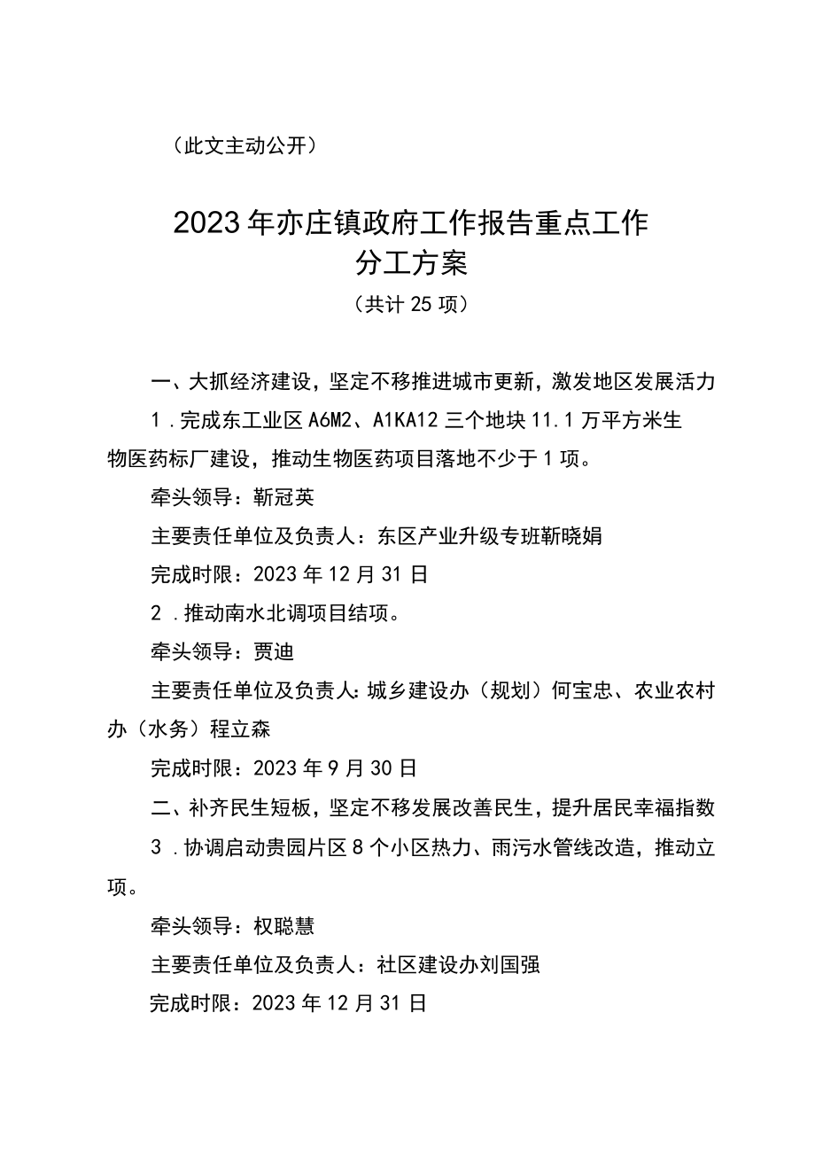 2023年亦庄镇政府工作报告重点工作分工方案.docx_第2页