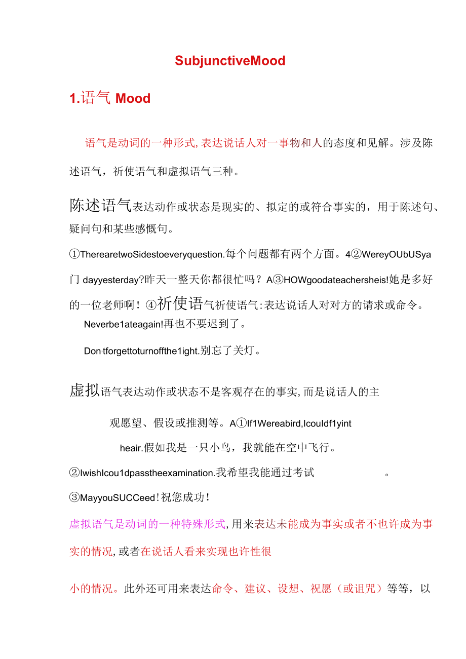 2023年专业四级考试语法虚拟语气.docx_第1页