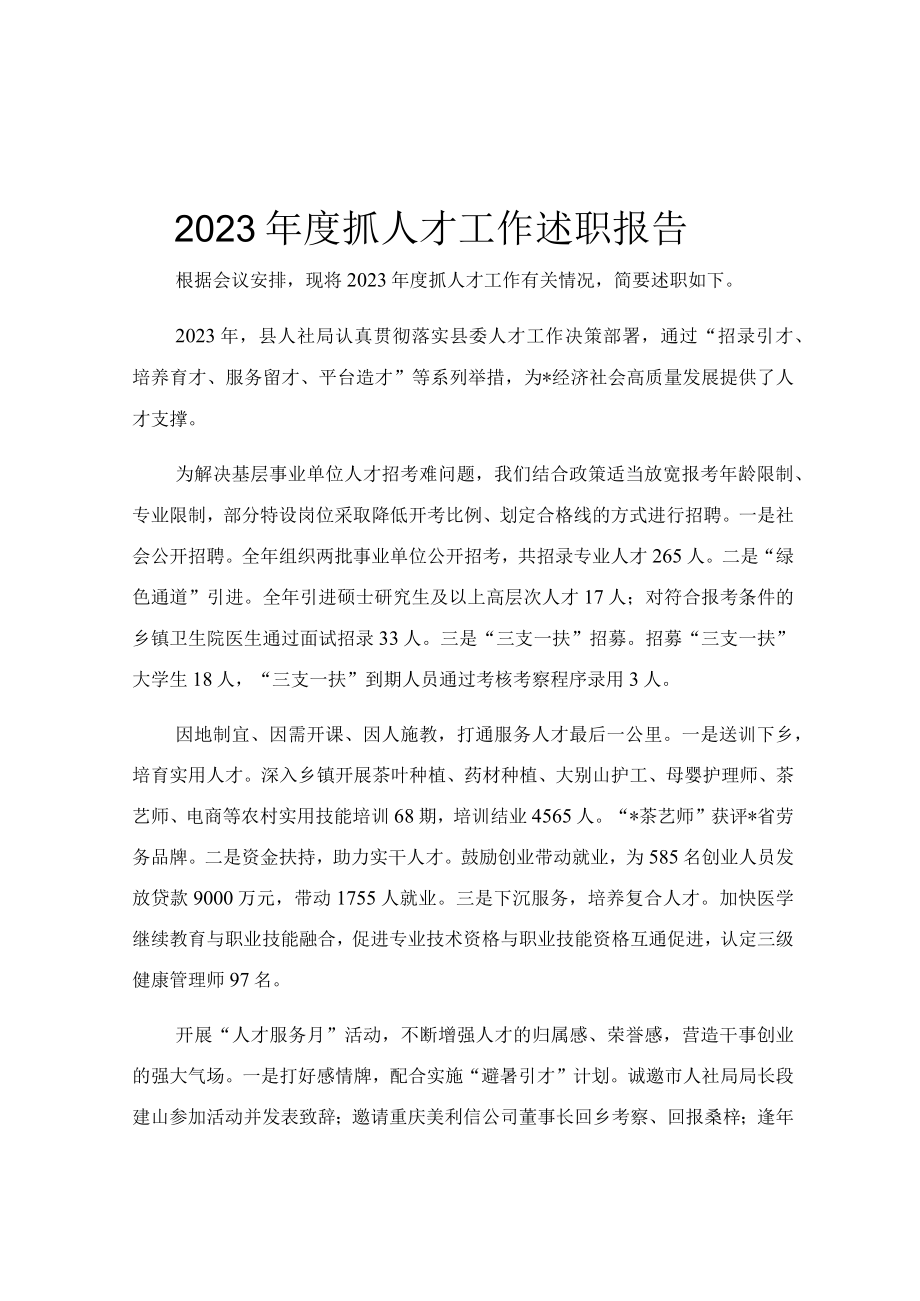 2023年度抓人才工作述职报告.docx_第1页