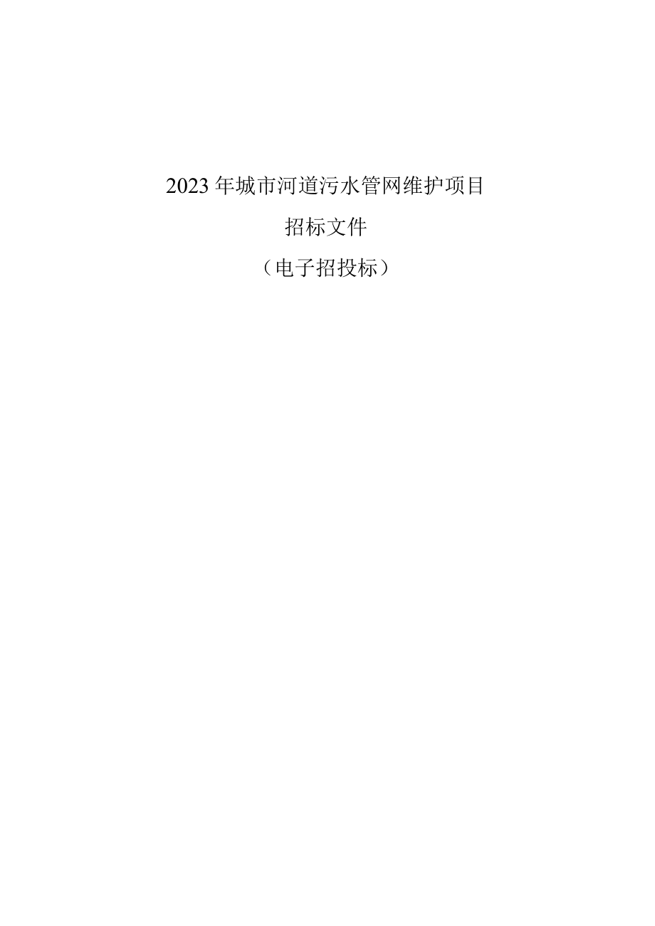 2023年城市河道污水管网维护项目招标文件.docx_第1页