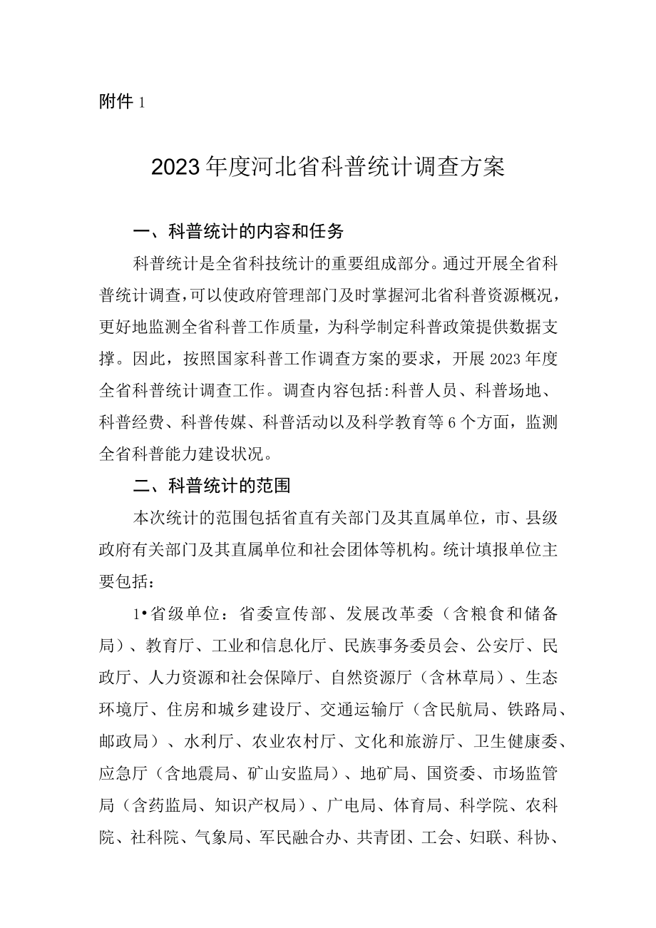 2023年度河北省科普统计调查方案调查表.docx_第1页