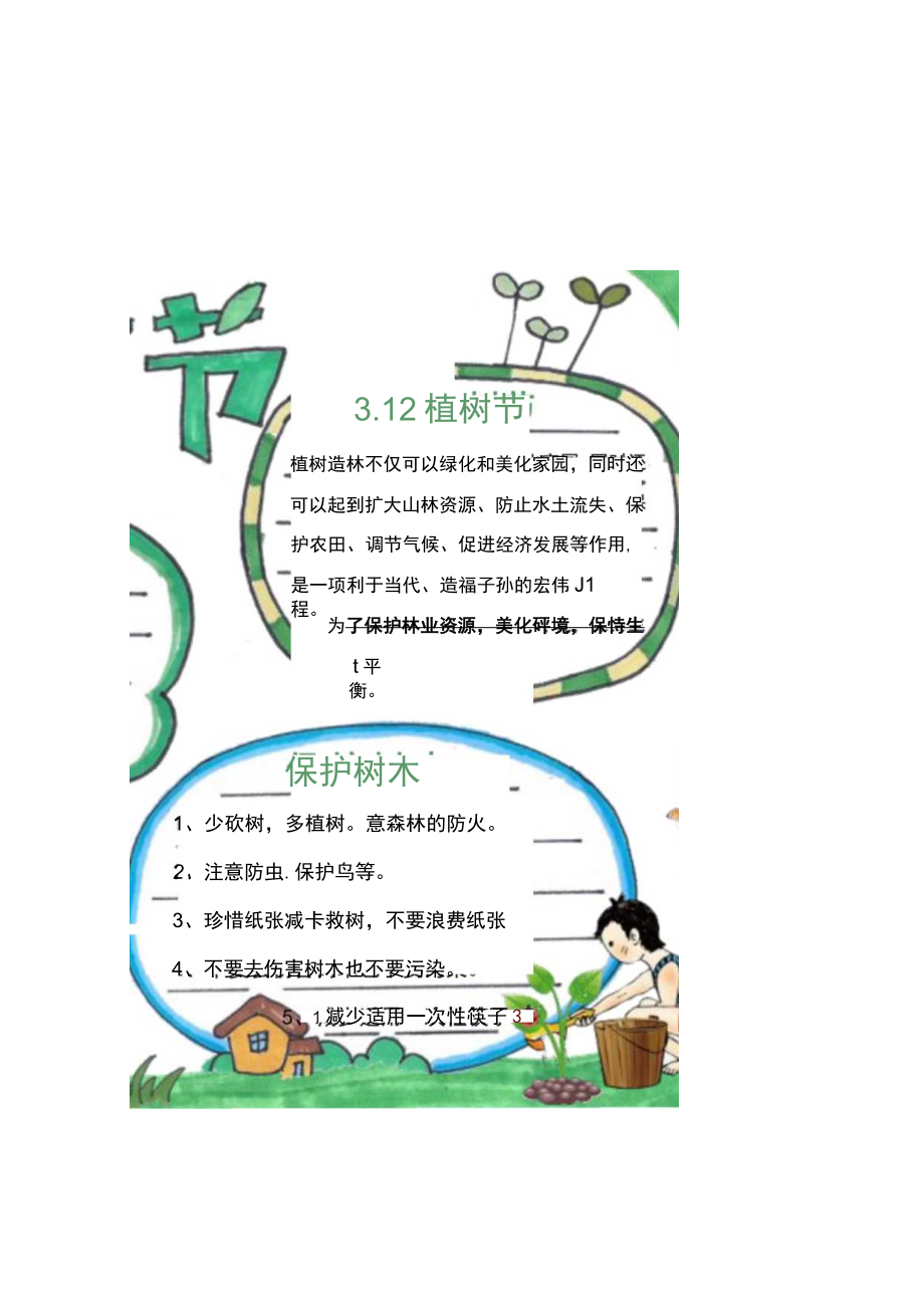 312手绘植树节小报手抄报.docx_第1页